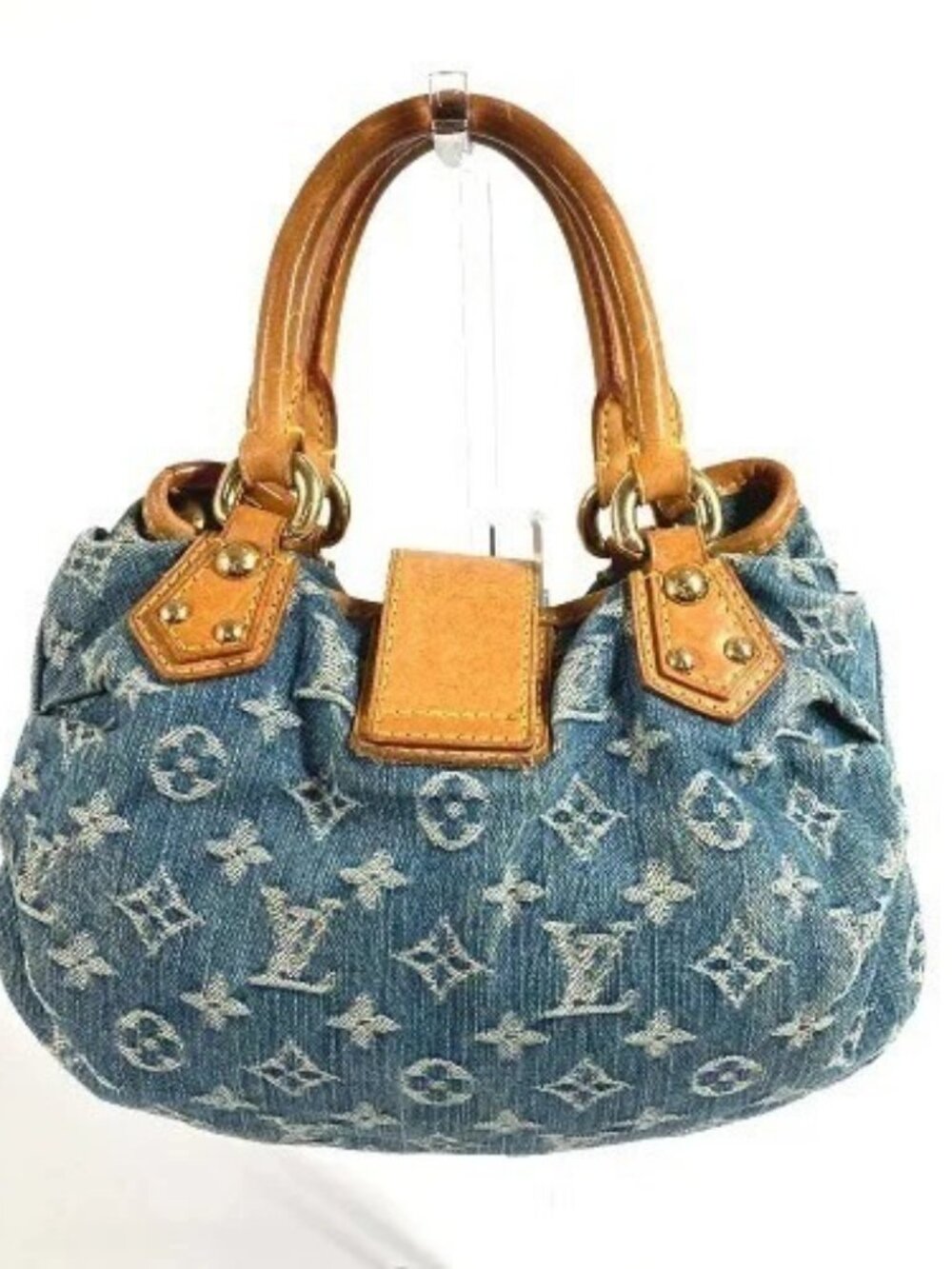 Louis Vuitton Pleaty Shoulder Bag Small Blue Denim